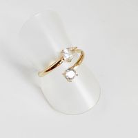 304 Stainless Steel Titanium Steel 18K Gold Plated Simple Style Geometric Zircon Open Rings main image 4