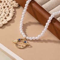 Elegant Planet Imitation Pearl Alloy Beaded Plating Inlay Glass 14k Gold Plated Women's Pendant Necklace main image 5