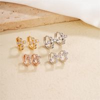 1 Pair Casual Classic Style Cross Copper Zircon K Gold Plated Rhodium Plated Hoop Earrings main image 1