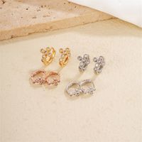 1 Pair Casual Classic Style Cross Copper Zircon K Gold Plated Rhodium Plated Hoop Earrings main image 3