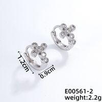 1 Pair Casual Classic Style Cross Copper Zircon K Gold Plated Rhodium Plated Hoop Earrings sku image 1