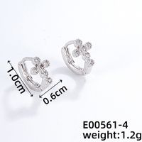 1 Pair Casual Classic Style Cross Copper Zircon K Gold Plated Rhodium Plated Hoop Earrings sku image 2