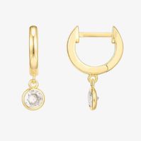 1 Pair Fashion Moon Sterling Silver Plating Inlay Zircon Drop Earrings sku image 4