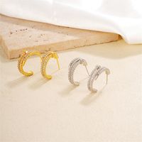 1 Pair Casual Simple Style Geometric Copper Zircon K Gold Plated Rhodium Plated Ear Studs main image 1