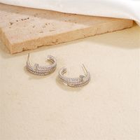 1 Pair Casual Simple Style Geometric Copper Zircon K Gold Plated Rhodium Plated Ear Studs main image 5