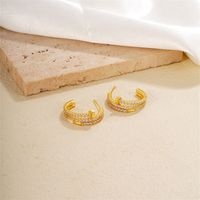 1 Pair Casual Simple Style Geometric Copper Zircon K Gold Plated Rhodium Plated Ear Studs main image 4
