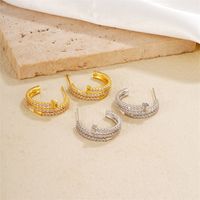 1 Pair Casual Simple Style Geometric Copper Zircon K Gold Plated Rhodium Plated Ear Studs main image 3