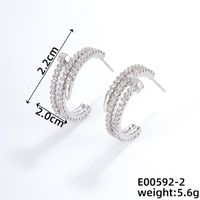 1 Pair Casual Simple Style Geometric Copper Zircon K Gold Plated Rhodium Plated Ear Studs main image 2