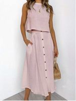 Casual Daily Women's Elegant Solid Color Cotton Skirt Sets Skirt Sets main image 4