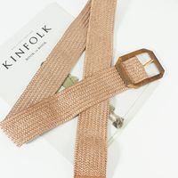 Simple Style Solid Color Synthetic Fibre Alloy Buckle Women's Woven Belts main image 7
