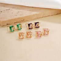 1 Pair Casual Simple Style Snake Copper Zircon K Gold Plated Ear Studs main image 3