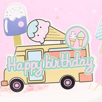 Birthday Cute Ice Cream Letter Paper Daily Party Flag main image 3