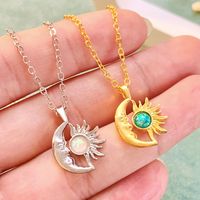 Vintage Style Simple Style Sun Moon Alloy Couple Pendant Necklace main image 4