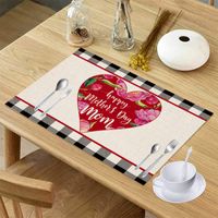 Einfacher Stil Farbblock Herzform Leinen Tischset sku image 5