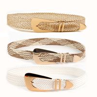 Vacation Simple Style Geometric Straw Buckle Women's Woven Belts main image 1