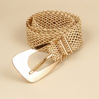 Vacation Simple Style Geometric Straw Buckle Women's Woven Belts main image 4