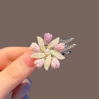 Women's Sweet Flower Alloy Plating Inlay Artificial Pearls Hair Claws sku image 3