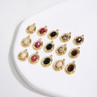 10 PCS/Package 304 Stainless Steel Natural Stone 14K Gold Plated Oval Beads main image 6
