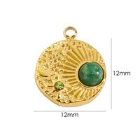 10 PCS/Package 304 Stainless Steel Natural Stone Zircon 14K Gold Plated Sun Star Beads main image 2