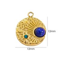 10 PCS/Package 304 Stainless Steel Natural Stone Zircon 14K Gold Plated Sun Star Beads sku image 8