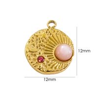 10 PCS/Package 304 Stainless Steel Natural Stone Zircon 14K Gold Plated Sun Star Beads sku image 10