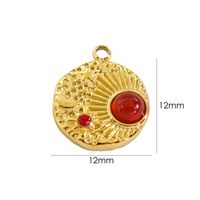 10 PCS/Package 304 Stainless Steel Natural Stone Zircon 14K Gold Plated Sun Star Beads sku image 11