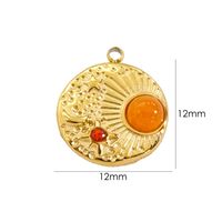 10 PCS/Package 304 Stainless Steel Natural Stone Zircon 14K Gold Plated Sun Star Beads sku image 6