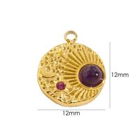 10 PCS/Package 304 Stainless Steel Natural Stone Zircon 14K Gold Plated Sun Star Beads sku image 9