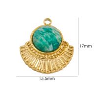 10 PCS/Package 304 Stainless Steel Natural Stone 14K Gold Plated Round Pendant main image 3