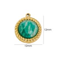 10 PCS/Package 304 Stainless Steel Natural Stone 14K Gold Plated Round Pendant sku image 2