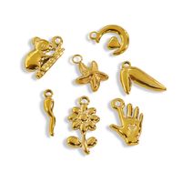 10 PCS/Package 304 Stainless Steel 14K Gold Plated Gesture Starfish Flower Beads main image 5