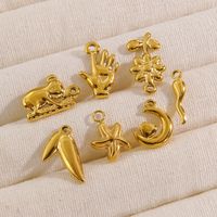 10 PCS/Package 304 Stainless Steel 14K Gold Plated Gesture Starfish Flower Beads main image 1