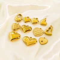 10 PCS/Package 304 Stainless Steel 14K Gold Plated Heart Shape Pendant main image 2