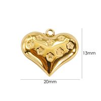 10 PCS/Package 304 Stainless Steel 14K Gold Plated Heart Shape Pendant sku image 8