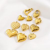 10 PCS/Package 304 Stainless Steel 14K Gold Plated Heart Shape Pendant main image 3