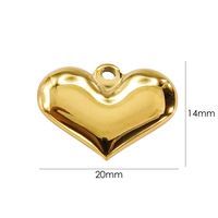 10 PCS/Package 304 Stainless Steel 14K Gold Plated Heart Shape Pendant sku image 10