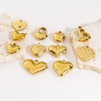 10 PCS/Package 304 Stainless Steel 14K Gold Plated Heart Shape Pendant main image 4