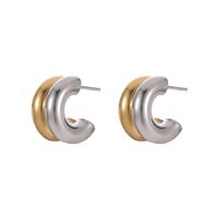 1 Pair Simple Style C Shape Plating Stainless Steel Ear Studs sku image 1