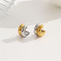 1 Pair Simple Style C Shape Plating Stainless Steel Ear Studs main image 6