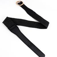 Vacation Simple Style Geometric Pu Leather Buckle Rhinestones Women's Woven Belts main image 5