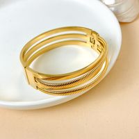 Simple Style Streetwear Solid Color 304 Stainless Steel 14K Gold Plated Bangle In Bulk main image 3