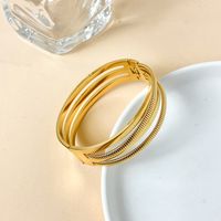 Simple Style Streetwear Solid Color 304 Stainless Steel 14K Gold Plated Bangle In Bulk main image 4