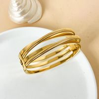 Simple Style Streetwear Solid Color 304 Stainless Steel 14K Gold Plated Bangle In Bulk main image 1