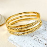 Simple Style Streetwear Solid Color 304 Stainless Steel 14K Gold Plated Bangle In Bulk main image 5