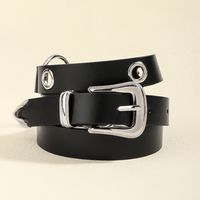 Simple Style Geometric Alloy Metal Button Women's Leather Belts sku image 1