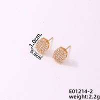 1 Pair Simple Style Geometric Copper Zircon Ear Studs sku image 2