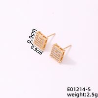 1 Pair Simple Style Geometric Copper Zircon Ear Studs sku image 5