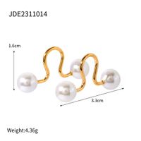 1 Pair Elegant Simple Style Geometric Plating Inlay 304 Stainless Steel Artificial Pearls Ear Cuffs main image 2
