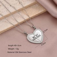 304 Stainless Steel Romantic Simple Style Inlay Letter Heart Shape Zircon Pendant Necklace main image 2