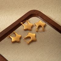 1 Pair Simple Style Star Plating 304 Stainless Steel 14K Gold Plated Earrings main image 1
